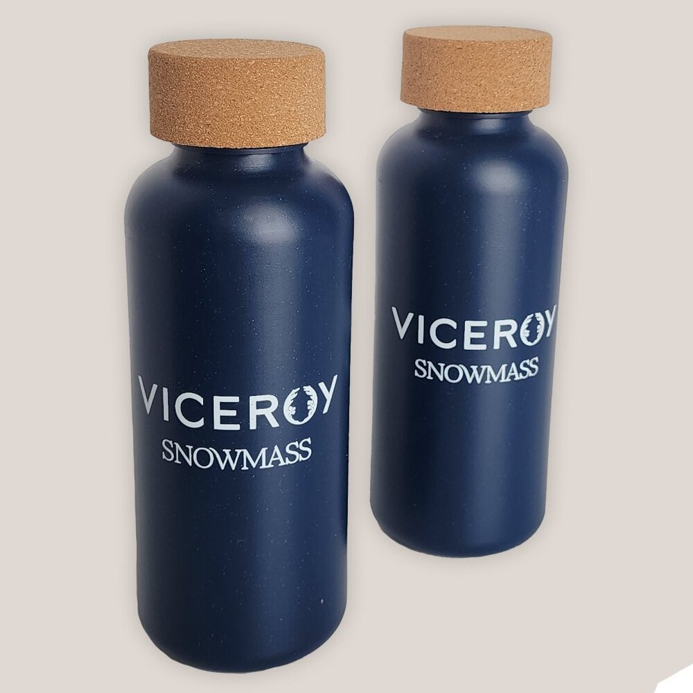 NEW Viceroy Snowmass Hotel & Resort Navy Blue Waterbottles w/ Cork Lid | 22 oz